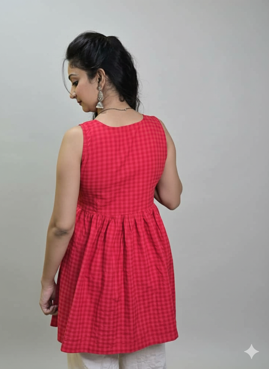 Check-Mate(Red) – A Short Kurti