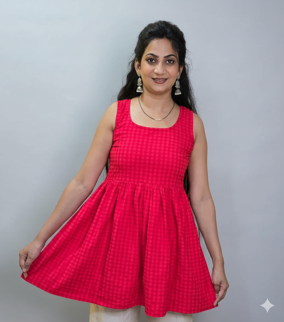 Check-Mate(Red) – A Short Kurti