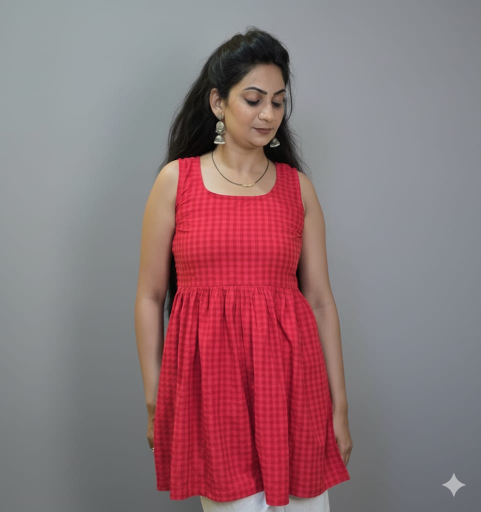 Check-Mate(Red) – A Short Kurti