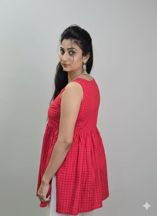 Check-Mate(Red) – A Short Kurti